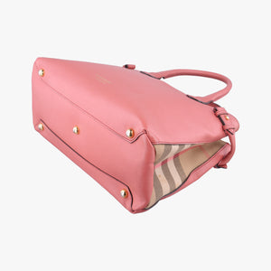 Pre-owned Burberry Banner Pink×Multicolor Leather × Canvas  shoulderbag | stylenewstar