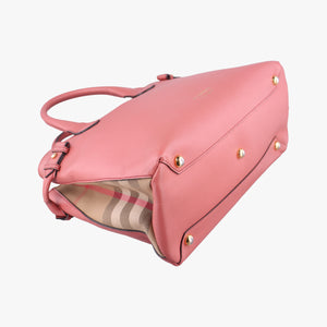 Pre-owned Burberry Banner Pink×Multicolor Leather × Canvas  shoulderbag | stylenewstar