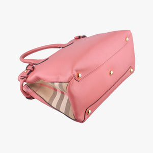 Pre-owned Burberry Banner Pink×Multicolor Leather × Canvas  shoulderbag | stylenewstar