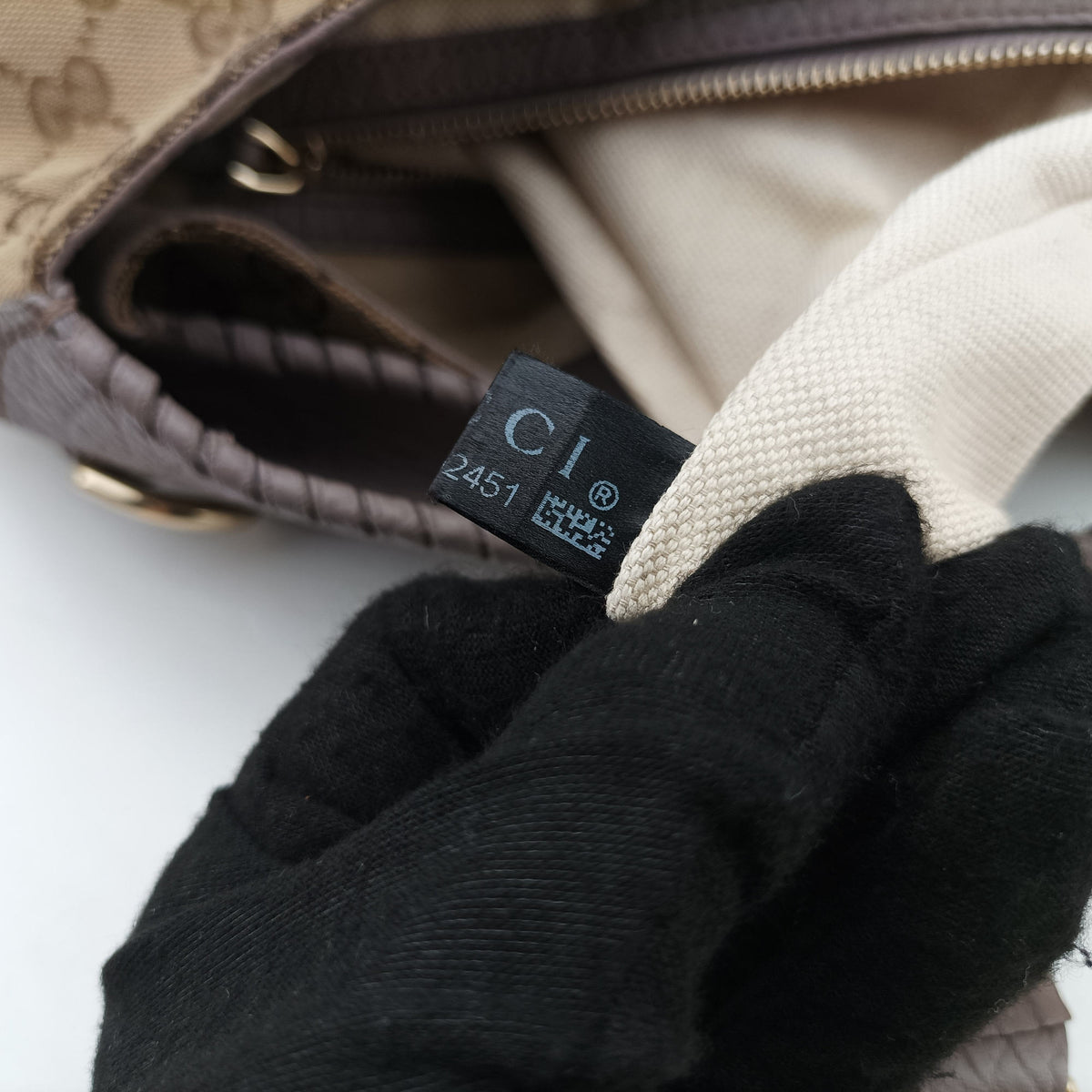 Pre-owned Gucci New Jackie Beige x Purple canvas×leather 246907 shoulderbag | stylenewstar