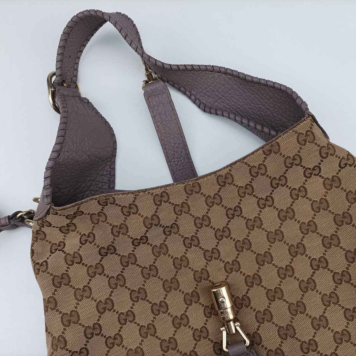 Pre-owned Gucci New Jackie Beige x Purple canvas×leather 246907 shoulderbag | stylenewstar
