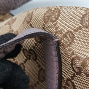 Pre-owned Gucci New Jackie Beige x Purple canvas×leather 246907 shoulderbag | stylenewstar