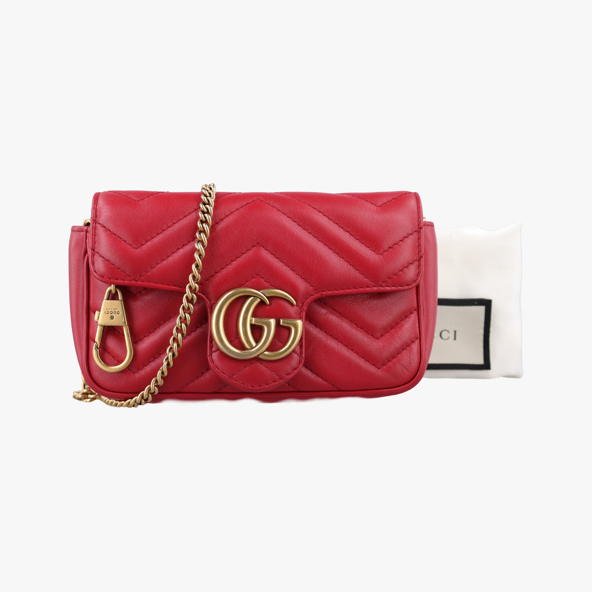 Pre-owned Gucci GG Marmont Red Leather 476433 shoulderbag | stylenewstar