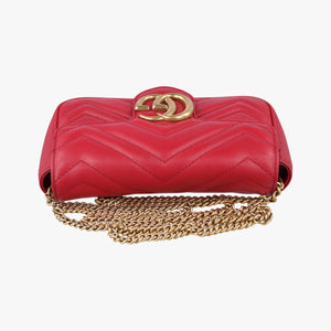 Pre-owned Gucci GG Marmont Red Leather 476433 shoulderbag | stylenewstar