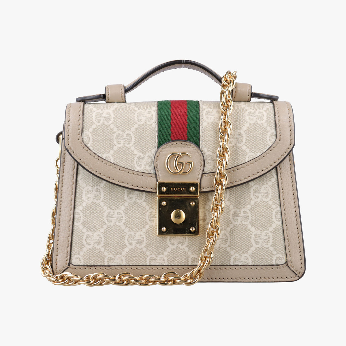 Pre-owned Gucci Ophidia GG Mini Beige × Ebony GG Supreme Canvas × Leather 696180 shoulderbag | stylenewstar