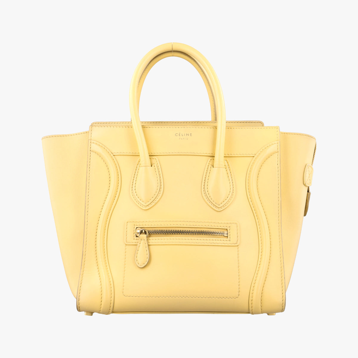 Pre-owned Celine Luggage Micro shopper Yellow Leather  handbag | stylenewstar