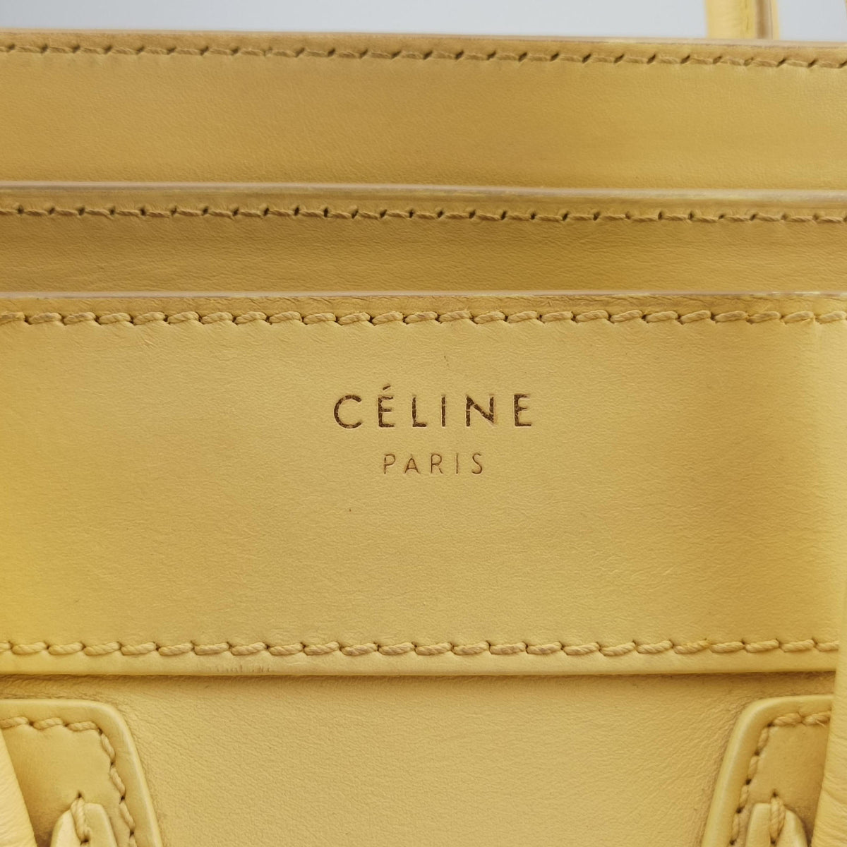 Pre-owned Celine Luggage Micro shopper Yellow Leather  handbag | stylenewstar