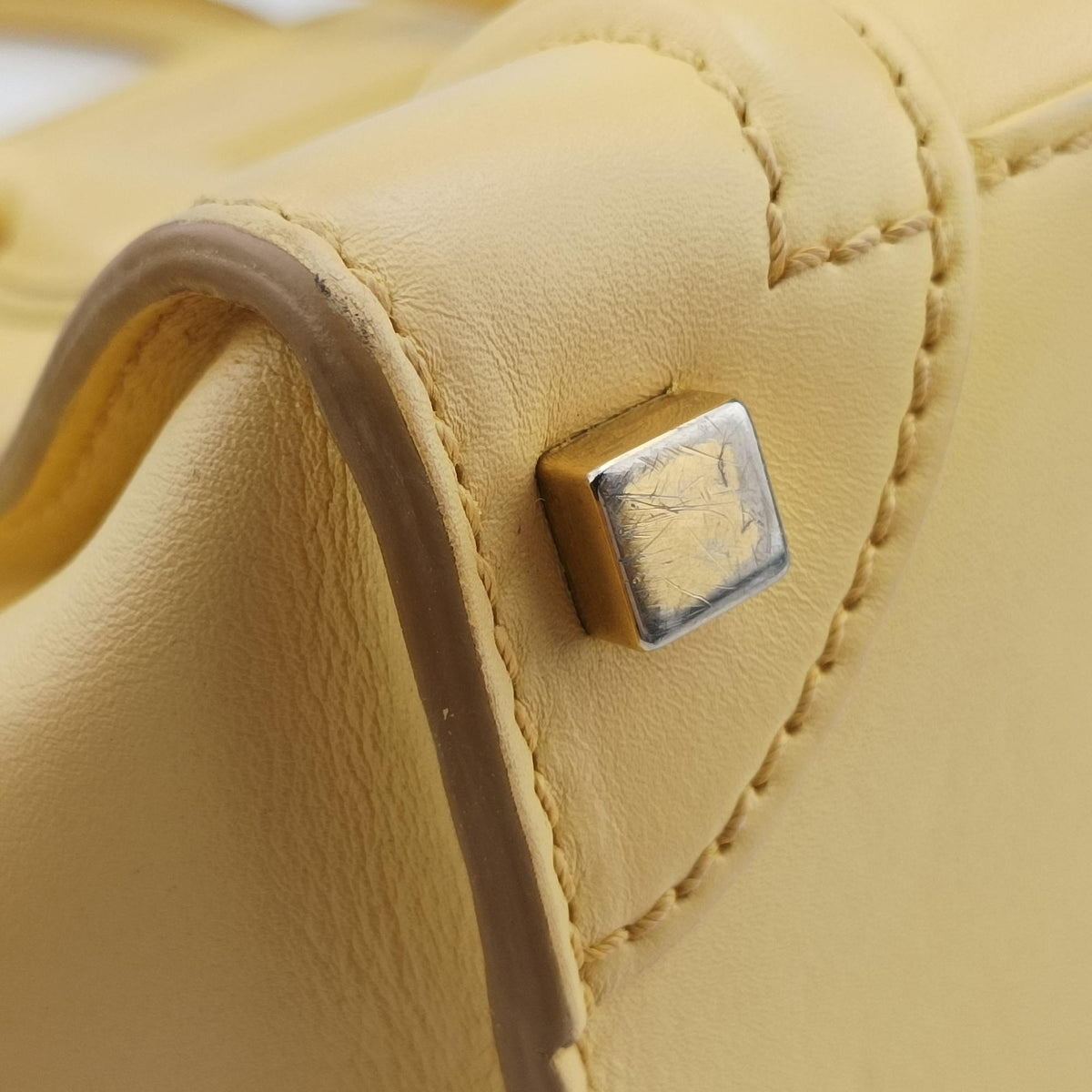 Pre-owned Celine Luggage Micro shopper Yellow Leather  handbag | stylenewstar