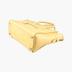 Pre-owned Celine Luggage Micro shopper Yellow Leather  handbag | stylenewstar