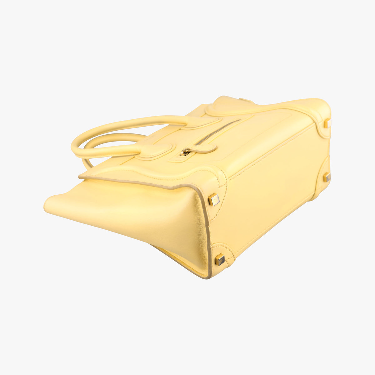 Pre-owned Celine Luggage Micro shopper Yellow Leather  handbag | stylenewstar