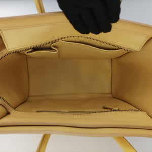 Pre-owned Celine Luggage Micro shopper Yellow Leather  handbag | stylenewstar