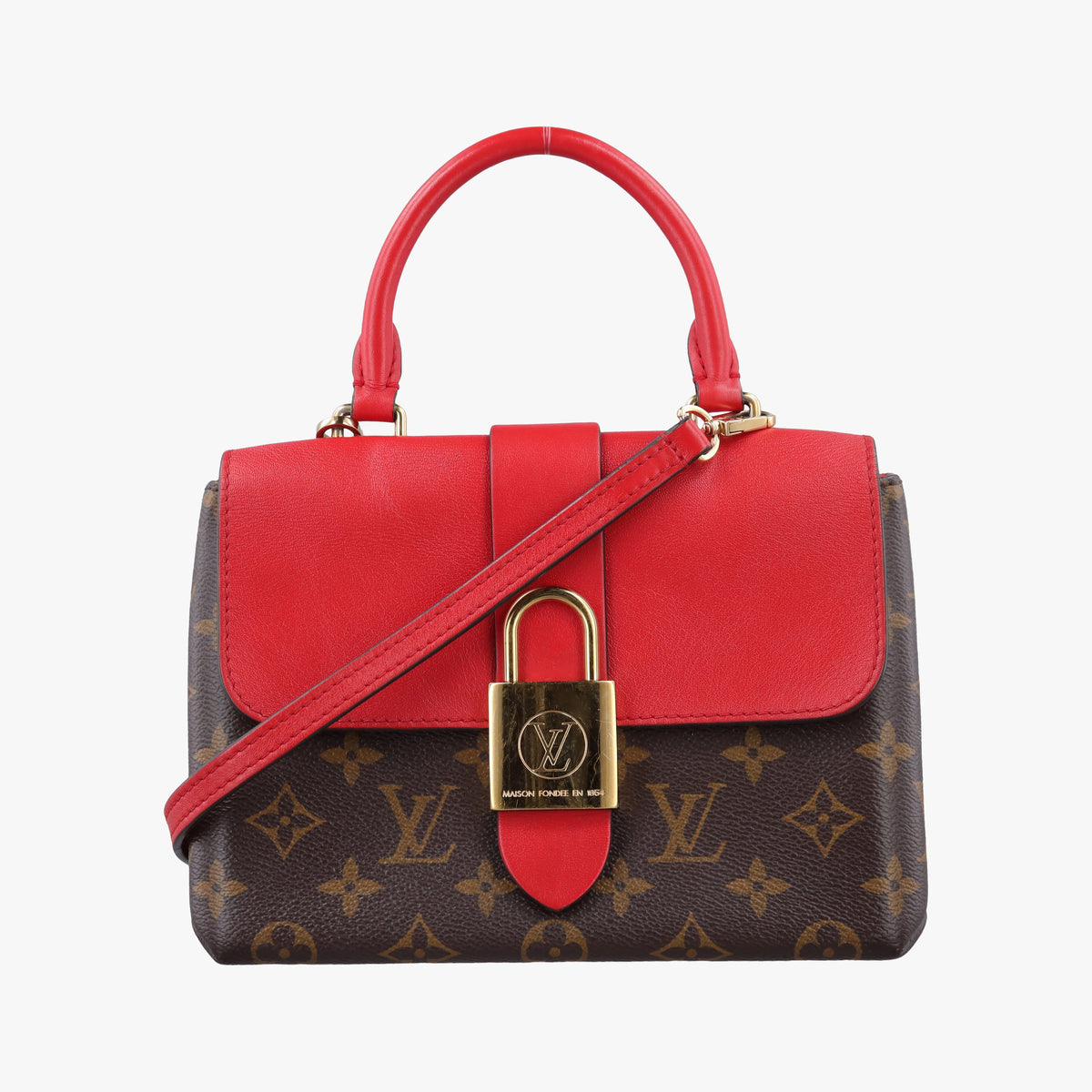 Pre-owned Louis Vuitton Locky BB Monogram/Brown×Coqulicot Monogram canvas×calf leather M44322 shoulderbag | stylenewstar