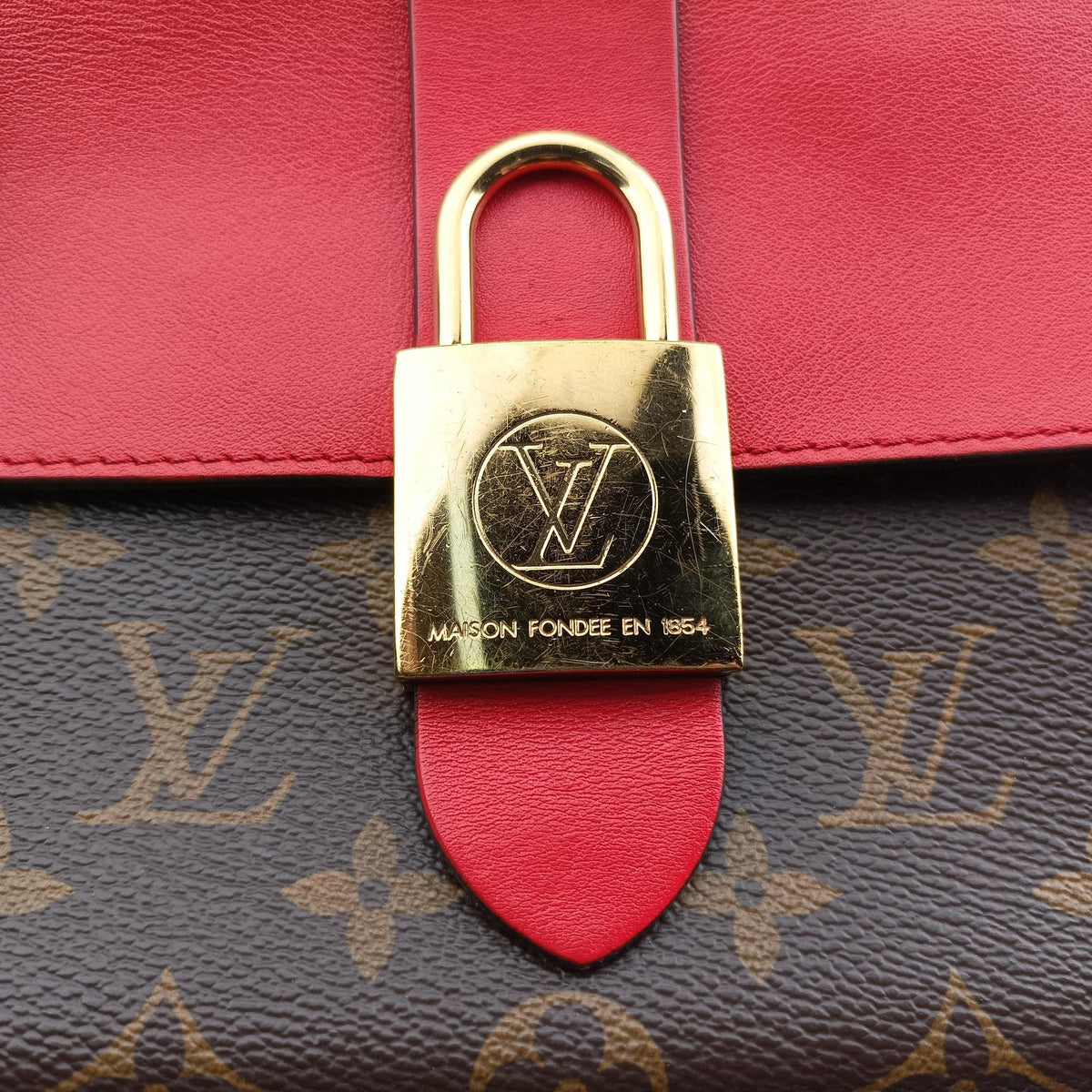 Pre-owned Louis Vuitton Locky BB Monogram/Brown×Coqulicot Monogram canvas×calf leather M44322 shoulderbag | stylenewstar