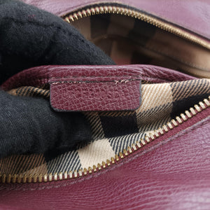 Pre-owned Burberry Alchester Burgundy Leather  handbag | stylenewstar