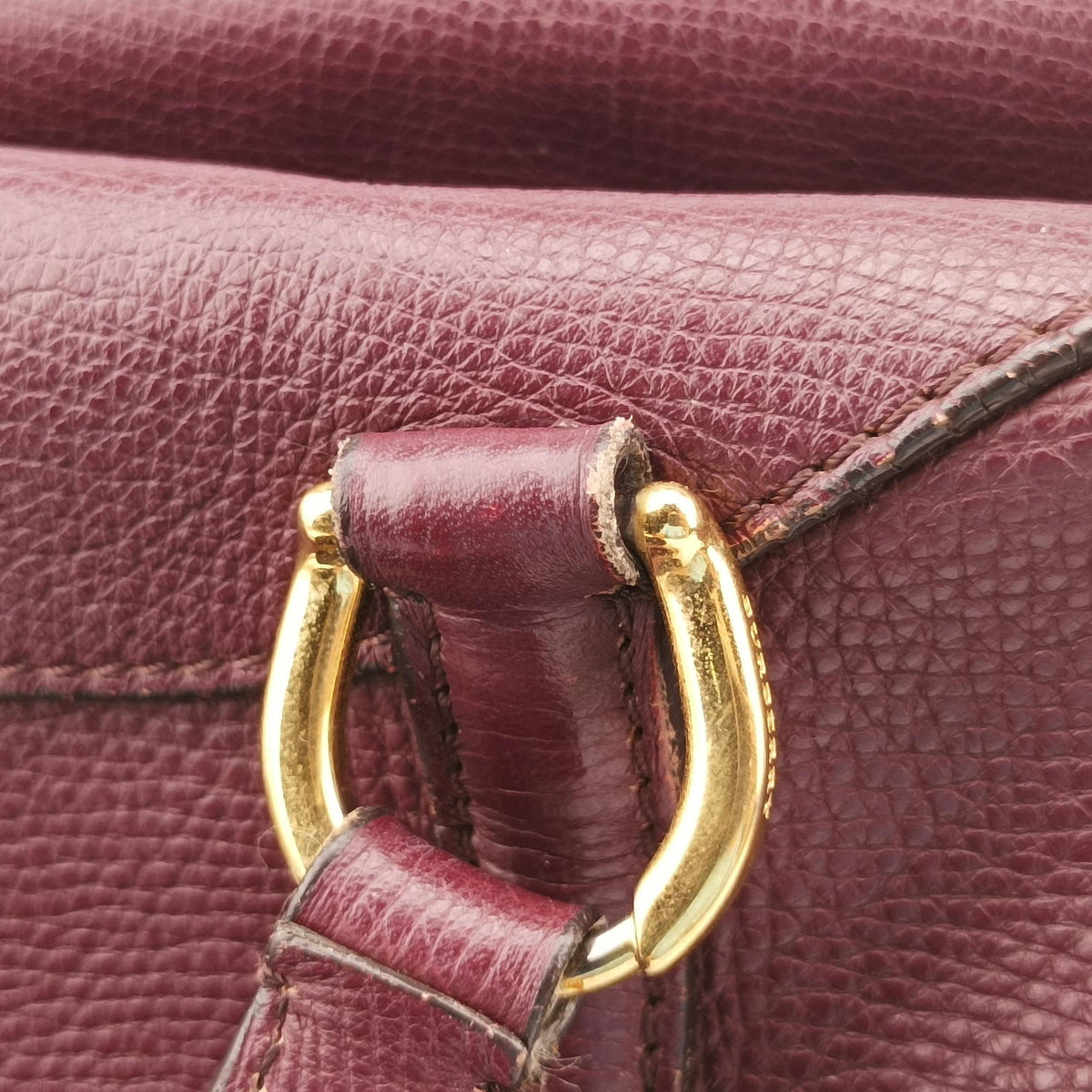 Pre-owned Burberry Alchester Burgundy Leather  handbag | stylenewstar