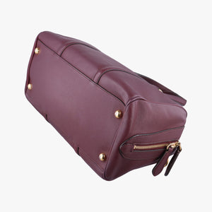 Pre-owned Burberry Alchester Burgundy Leather  handbag | stylenewstar