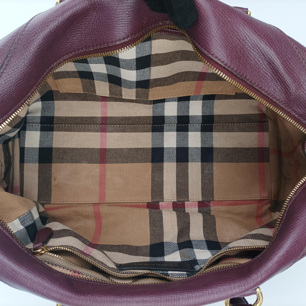 Pre-owned Burberry Alchester Burgundy Leather  handbag | stylenewstar