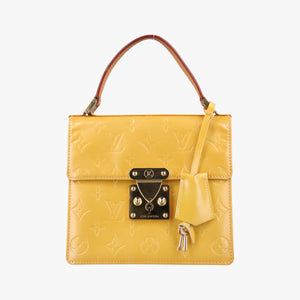 Pre-owned Louis Vuitton Spring Street Lime yellow Vernis M91068 handbag | stylenewstar