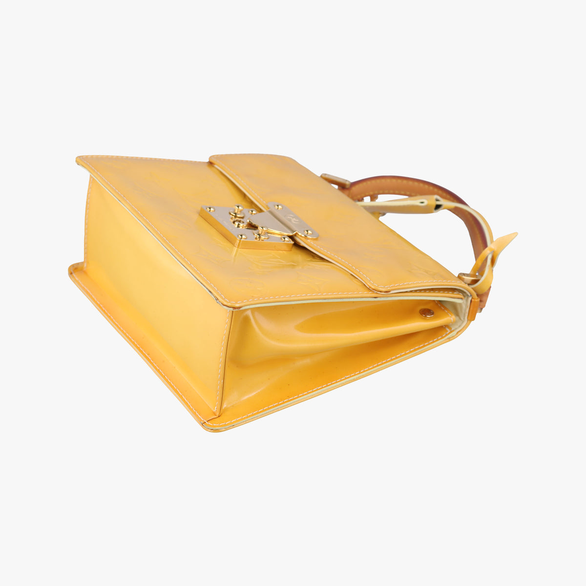 Pre-owned Louis Vuitton Spring Street Lime yellow Vernis M91068 handbag | stylenewstar