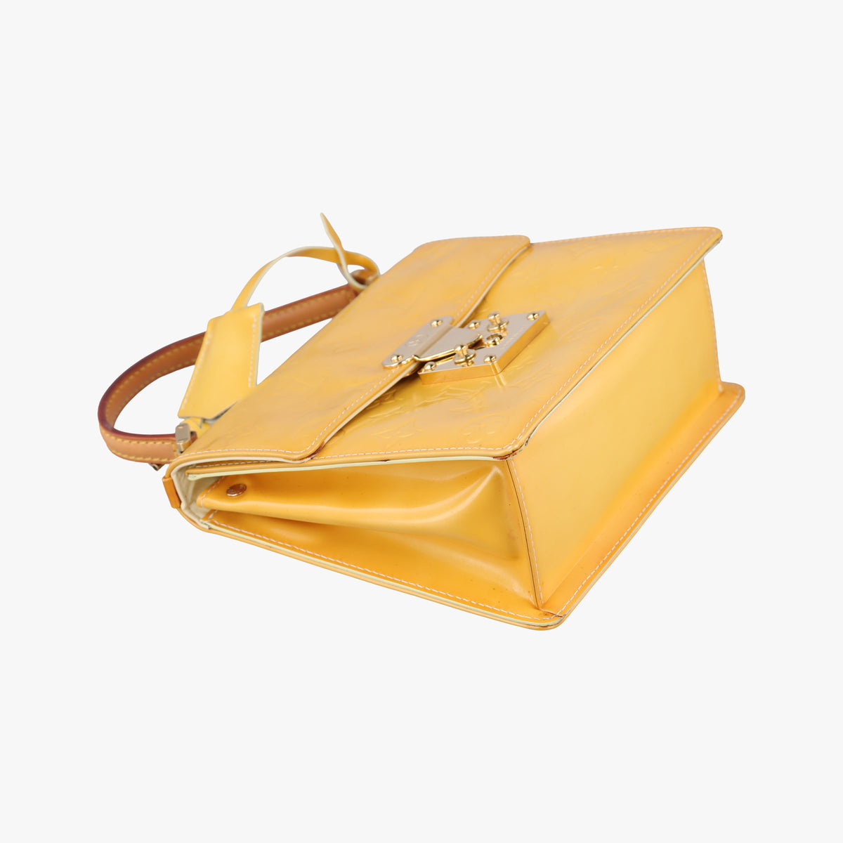 Pre-owned Louis Vuitton Spring Street Lime yellow Vernis M91068 handbag | stylenewstar