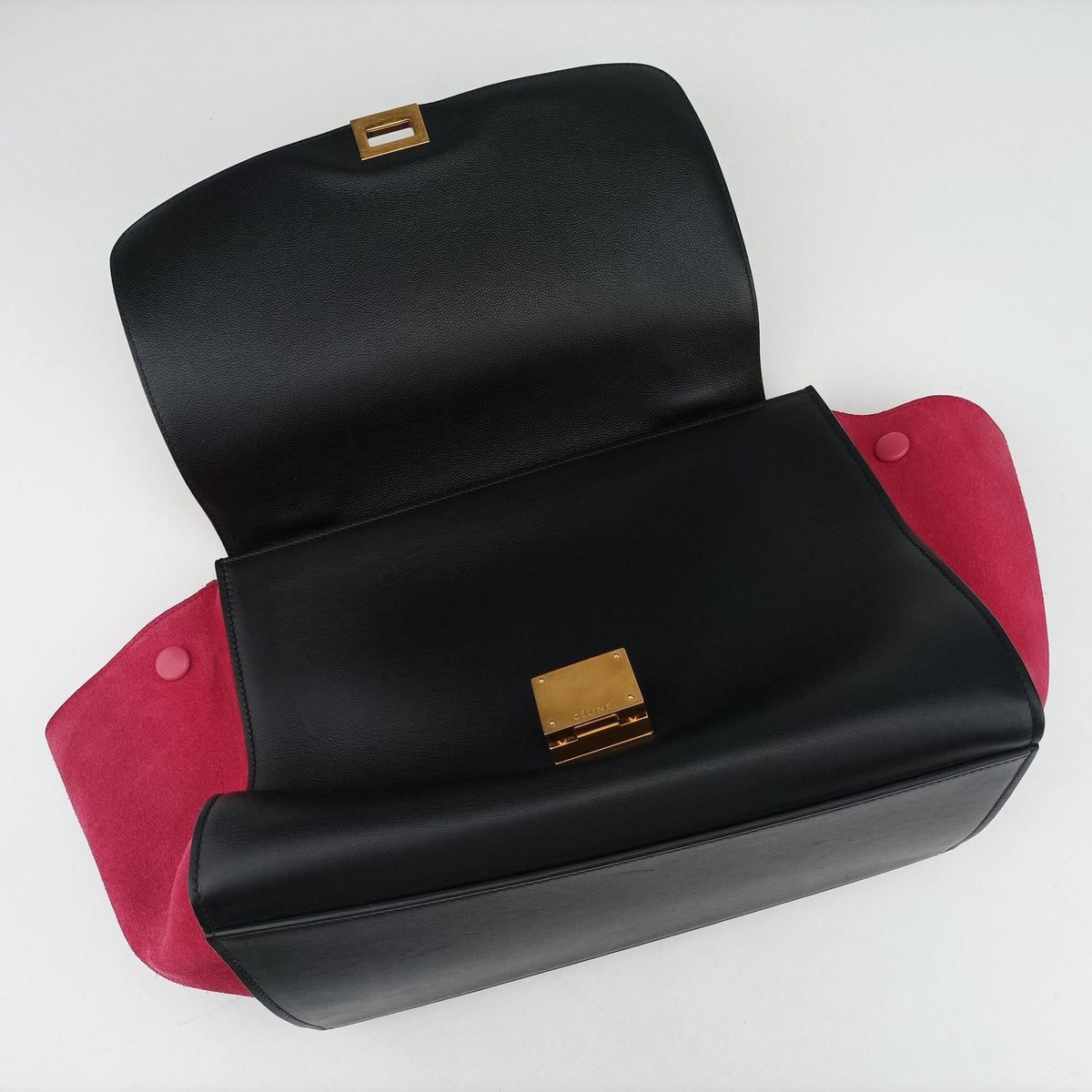 Vintage Celine Trapeze Beige×black×pink Suede × leather  shoulderbag | stylenewstar