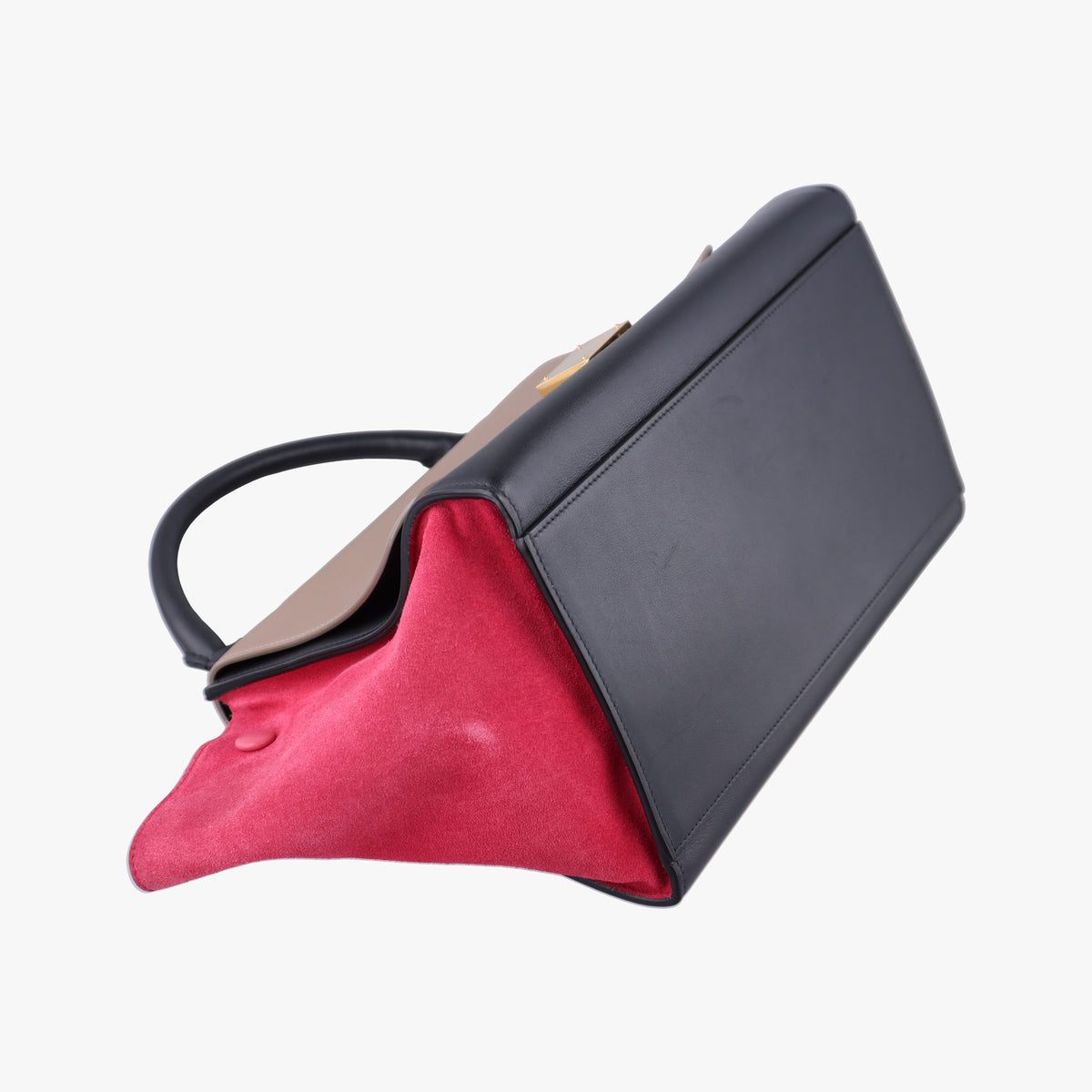 Vintage Celine Trapeze Beige×black×pink Suede × leather  shoulderbag | stylenewstar
