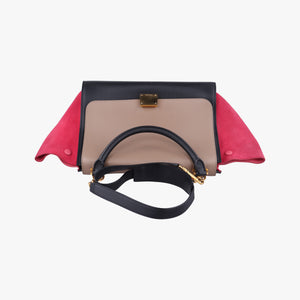 Vintage Celine Trapeze Beige×black×pink Suede × leather  shoulderbag | stylenewstar