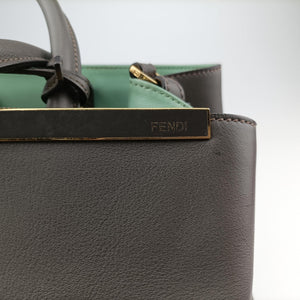 Pre-owned Fendi 2 JOURS Grey Leather 8BH250 shoulderbag | stylenewstar