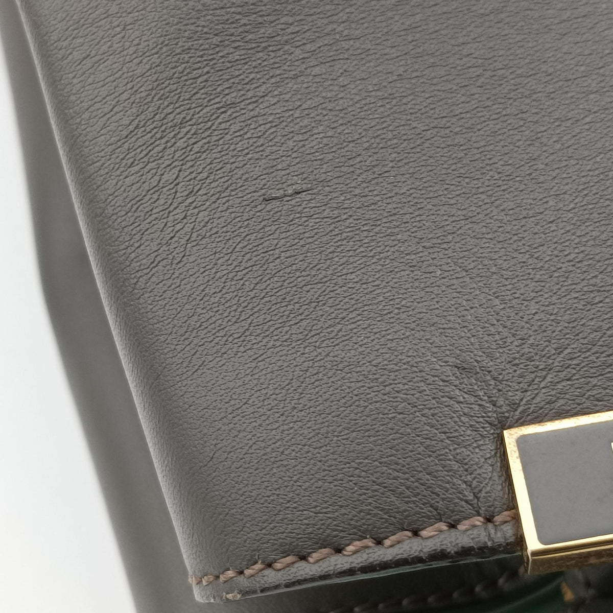 Pre-owned Fendi 2 JOURS Grey Leather 8BH250 shoulderbag | stylenewstar