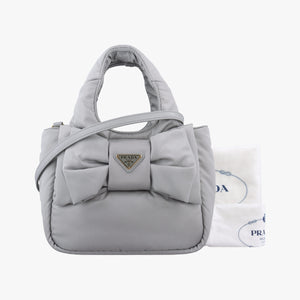 Pre-owned Prada Ribbon Re-Nylon Grey Nylon 1BA359 shoulderbag | stylenewstar