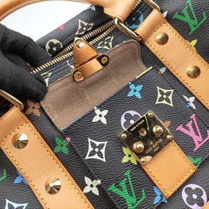 Pre-owned Louis Vuitton Keepall 45 noir Monogram Multicolor M92640 handbag | stylenewstar