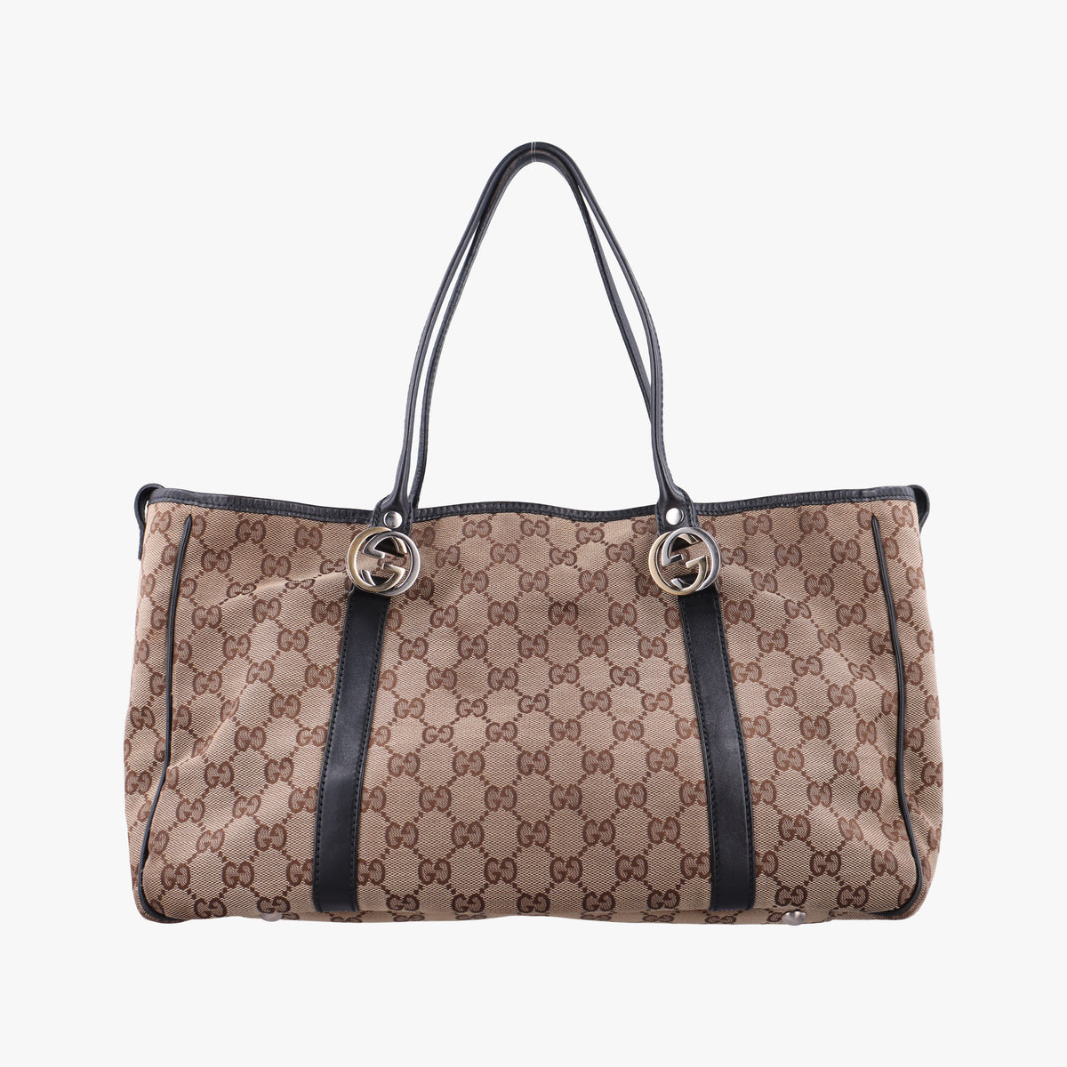 Secondhand Gucci Guccissima GG Twins Beige × Black canvas×leather 232957 handbag | stylenewstar