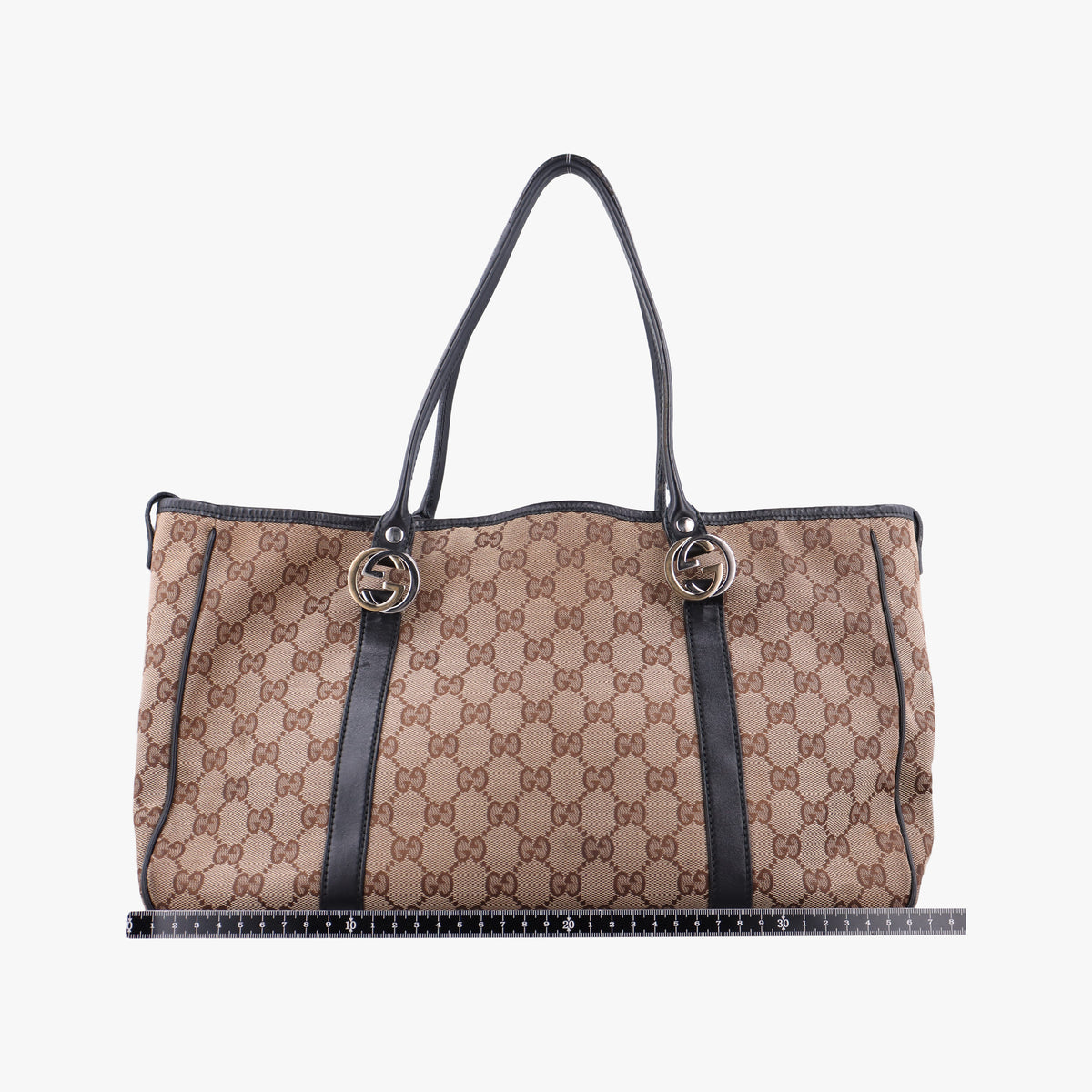 Secondhand Gucci Guccissima GG Twins Beige × Black canvas×leather 232957 handbag | stylenewstar