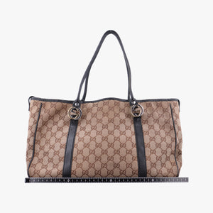 Secondhand Gucci Guccissima GG Twins Beige × Black canvas×leather 232957 handbag | stylenewstar