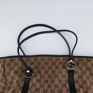 Secondhand Gucci Guccissima GG Twins Beige × Black canvas×leather 232957 handbag | stylenewstar