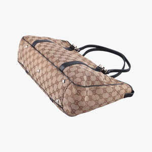 Secondhand Gucci Guccissima GG Twins Beige × Black canvas×leather 232957 handbag | stylenewstar