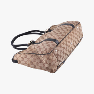 Secondhand Gucci Guccissima GG Twins Beige × Black canvas×leather 232957 handbag | stylenewstar
