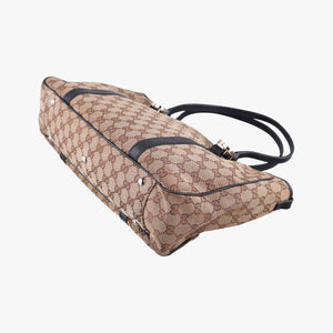 Secondhand Gucci Guccissima GG Twins Beige × Black canvas×leather 232957 handbag | stylenewstar