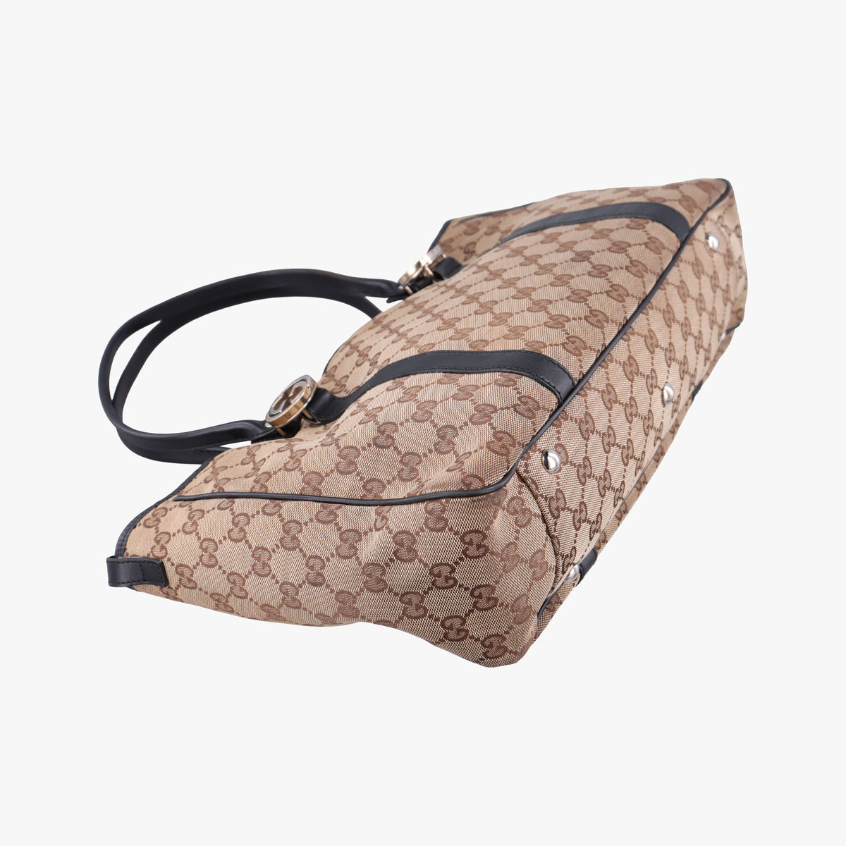 Secondhand Gucci Guccissima GG Twins Beige × Black canvas×leather 232957 handbag | stylenewstar