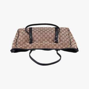 Secondhand Gucci Guccissima GG Twins Beige × Black canvas×leather 232957 handbag | stylenewstar