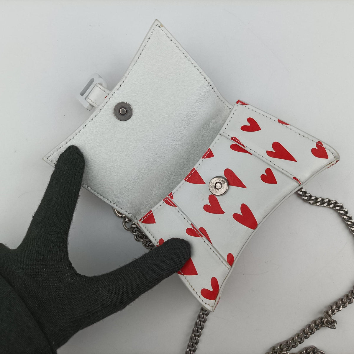 Pre-owned Balenciaga Hourglass White×Red Leather  shoulderbag | stylenewstar