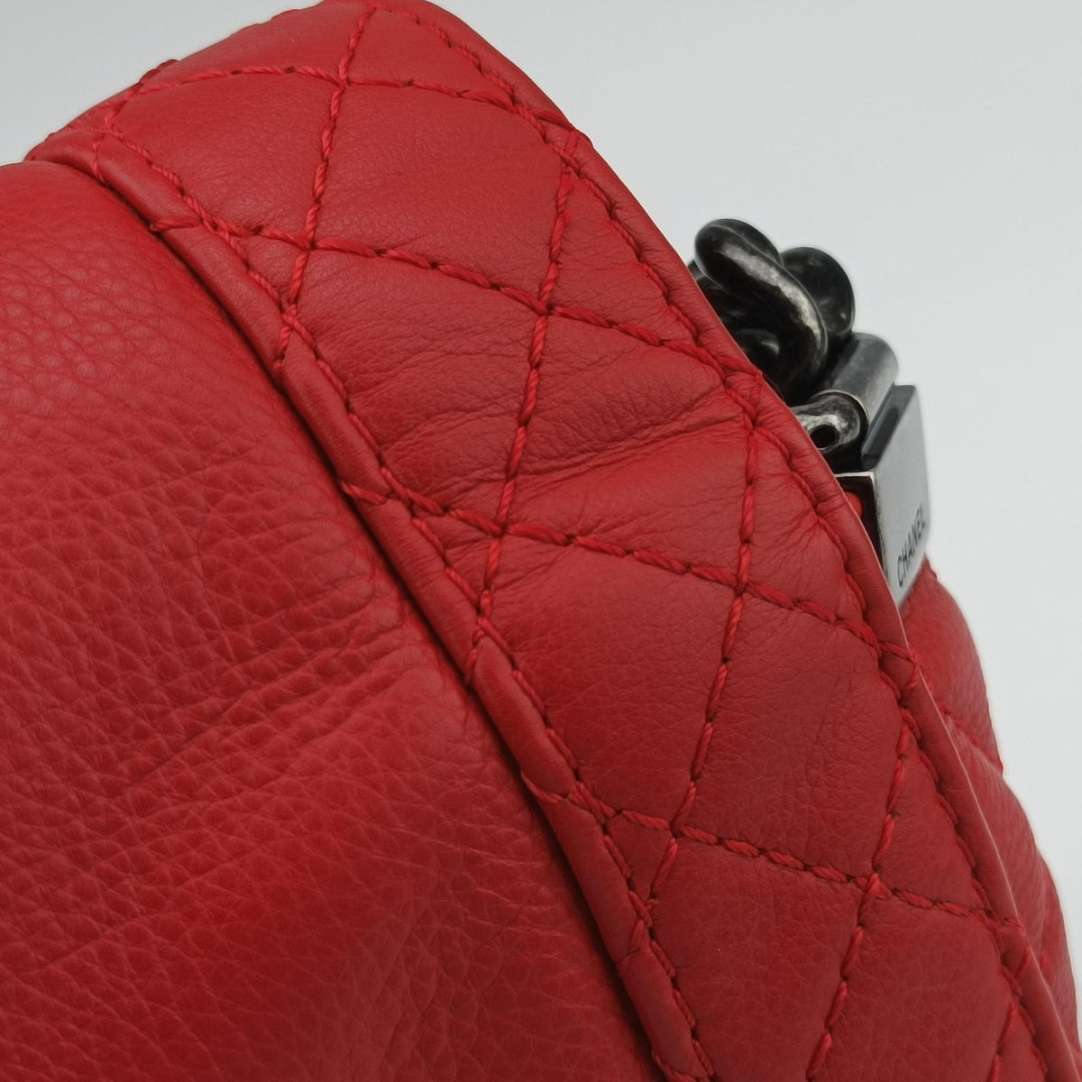 Pre-owned Chanel BOY CHANEL Red Leather A67948 shoulderbag | stylenewstar