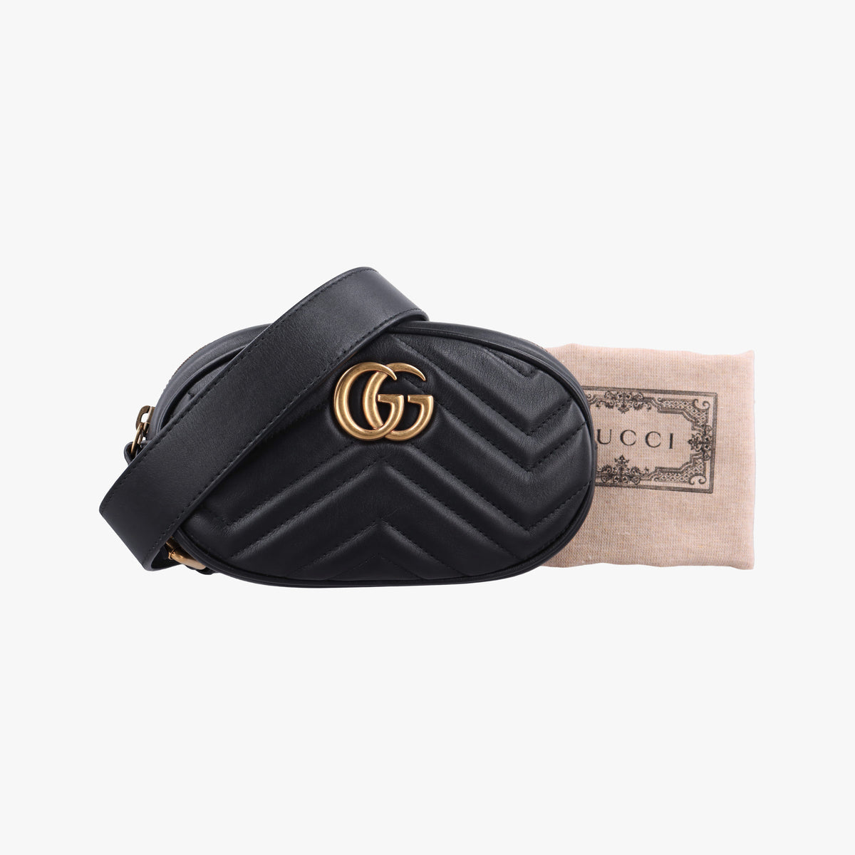 Secondhand Gucci GG Marmont Black Leather 476434 bum bag/waist bag | stylenewstar