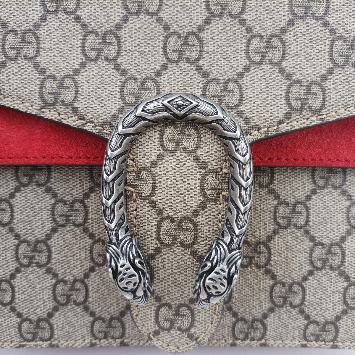Pre-owned Gucci Dionysus beige×red PVC coated canvas×suede 421970 shoulderbag | stylenewstar