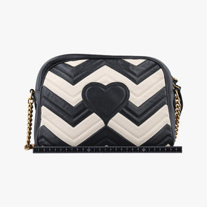 Pre-owned Gucci GG Marmont Black×white Leather 443499 shoulderbag | stylenewstar