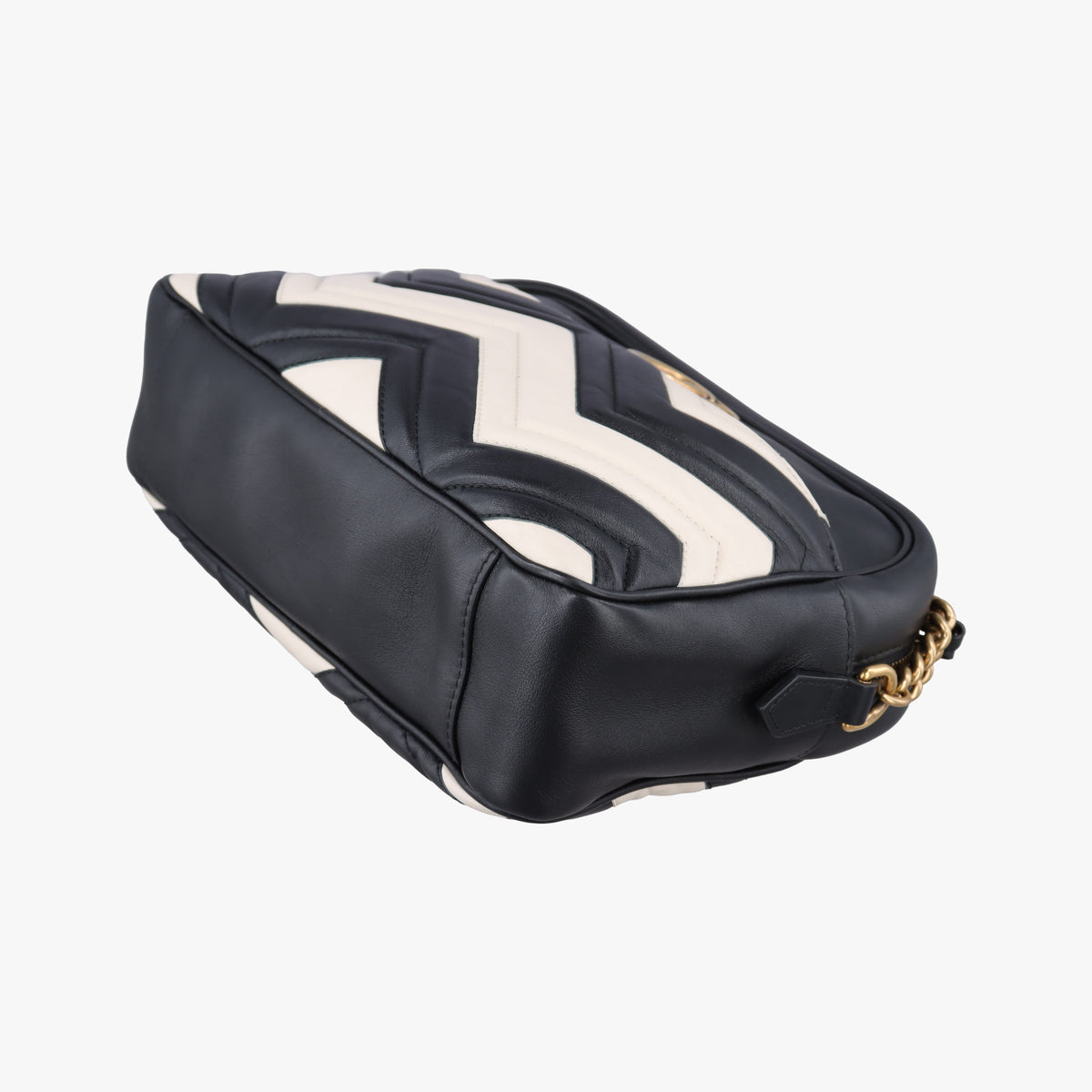 Pre-owned Gucci GG Marmont Black×white Leather 443499 shoulderbag | stylenewstar