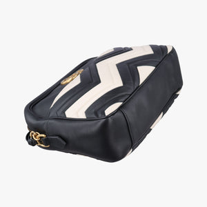 Pre-owned Gucci GG Marmont Black×white Leather 443499 shoulderbag | stylenewstar