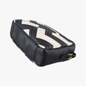 Pre-owned Gucci GG Marmont Black×white Leather 443499 shoulderbag | stylenewstar