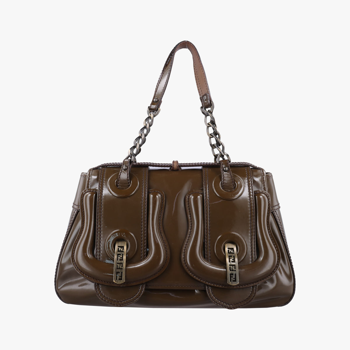 Vintage Fendi B Bag Brown Patent 8BN165 handbag | stylenewstar