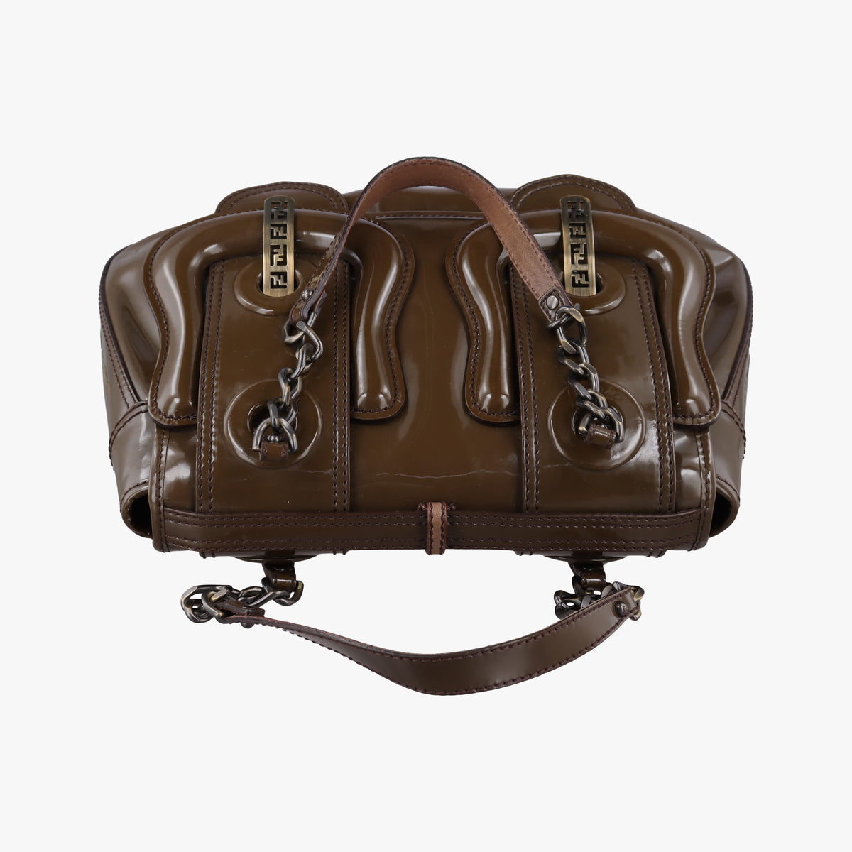 Vintage Fendi B Bag Brown Patent 8BN165 handbag | stylenewstar
